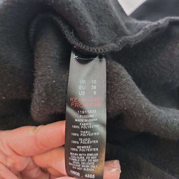 ASOS 4505 Size 6 Ski & Snow Black Fleece Cowl Turtleneck Drawstring Sweatshirt - Picture 8 of 8